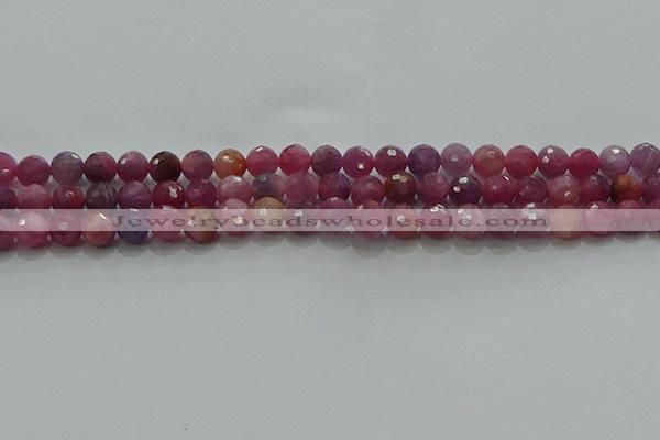 CRZ1121 15.5 inches 5mm faceted round natural ruby gemstone beads