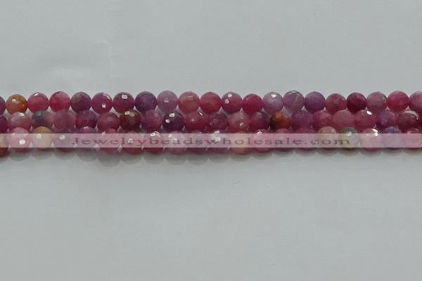 CRZ1122 15.5 inches 6mm faceted round natural ruby gemstone beads