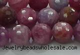 CRZ1125 15.5 inches 9mm faceted round natural ruby gemstone beads