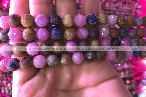 CRZ1132 15.5 inches 8mm faceted round ruby sapphire beads