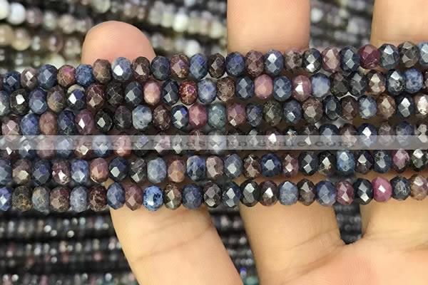 CRZ1136 15.5 inches 4*5mm faceted rondelle ruby & sapphire beads