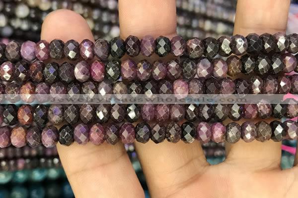 CRZ1137 15.5 inches 4*6mm faceted rondelle ruby gemstone beads