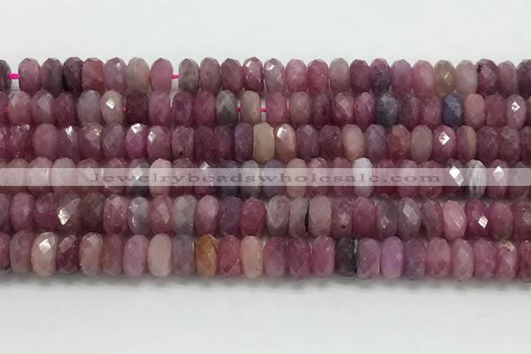 CRZ1153 15.5 inches 4*8mm faceted rondelle natural ruby beads