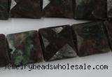 CRZ235 15.5 inches 15*15mm faceted square ruby zoisite gemstone beads