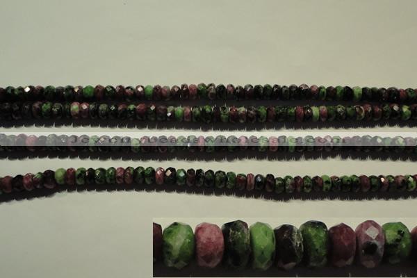 CRZ365 15.5 inches 6*9mm faceted rondelle natural ruby zoisite beads