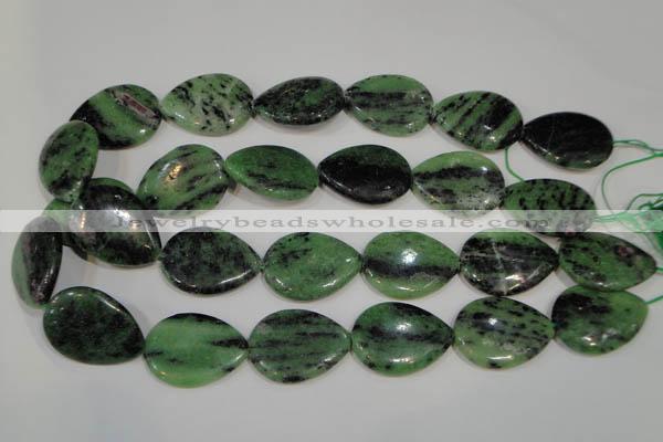 CRZ490 15.5 inches 22*30mm flat teardrop ruby zoisite gemstone beads