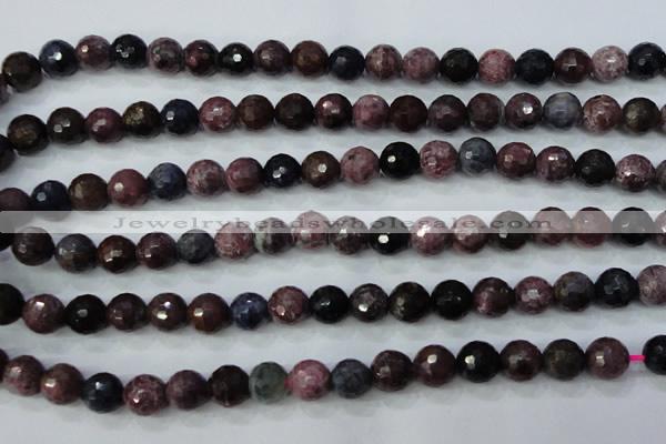 CRZ512 15.5 inches 8mm faceted round natural ruby sapphire beads