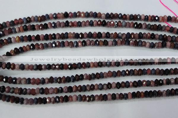 CRZ521 15.5 inches 3*4mm faceted rondelle natural ruby sapphire beads