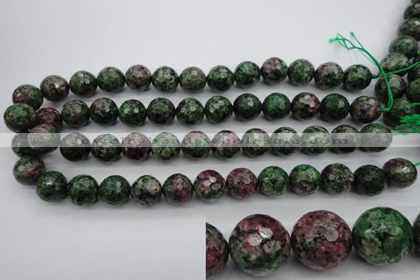 CRZ553 15.5 inches 15mm faceted round Chinese ruby zoisite beads