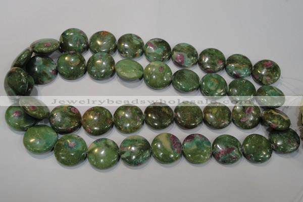 CRZ626 15.5 inches 20mm flat round New ruby zoisite gemstone beads