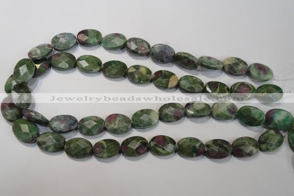 CRZ643 15.5 inches 13*18mm facetec oval New ruby zoisite gemstone beads