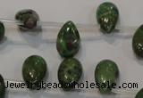 CRZ649 Top-drilled 9*14mm flat teardrop New ruby zoisite gemstone beads