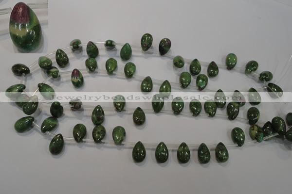 CRZ649 Top-drilled 9*14mm flat teardrop New ruby zoisite gemstone beads