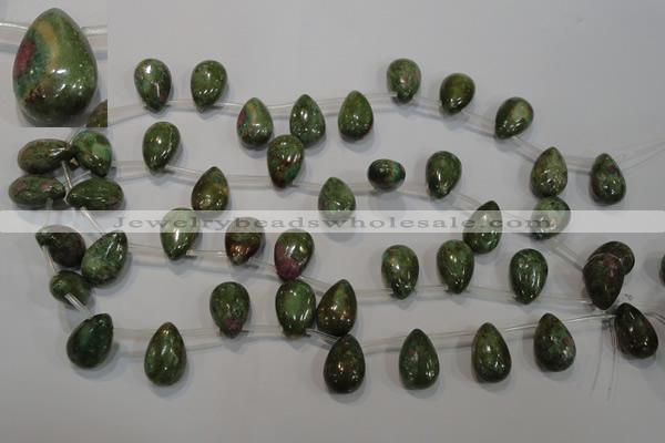 CRZ650 Top-drilled 12*18mm flat teardrop New ruby zoisite gemstone beads