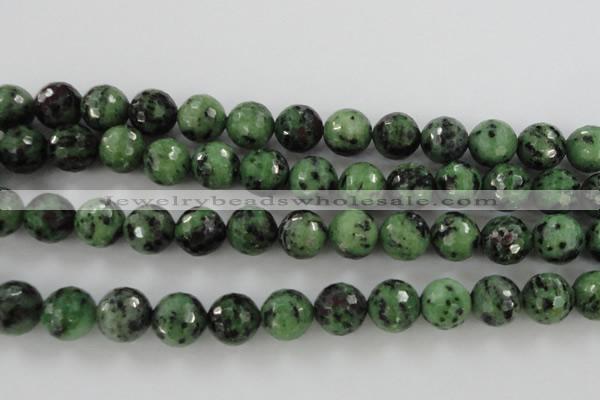 CRZ733 15.5 inches 12mm faceted round ruby zoisite gemstone beads