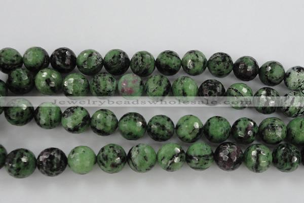 CRZ734 15.5 inches 14mm faceted round ruby zoisite gemstone beads