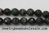 CRZ740 15.5 inches 9mm faceted round ruby zoisite gemstone beads