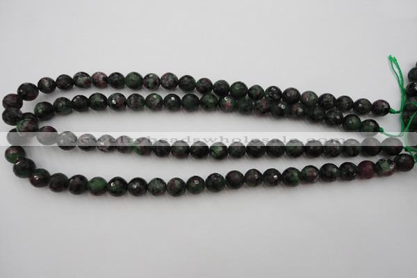 CRZ740 15.5 inches 9mm faceted round ruby zoisite gemstone beads