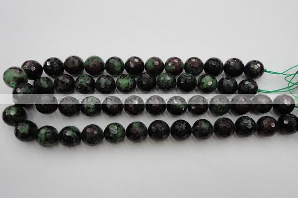 CRZ743 15.5 inches 15mm faceted round ruby zoisite gemstone beads