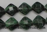 CRZ75 15.5 inches 14*14mm faceted diamond ruby zoisite gemstone beads