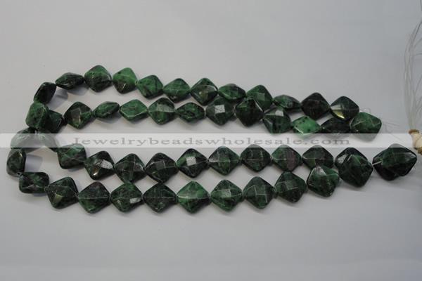 CRZ75 15.5 inches 14*14mm faceted diamond ruby zoisite gemstone beads