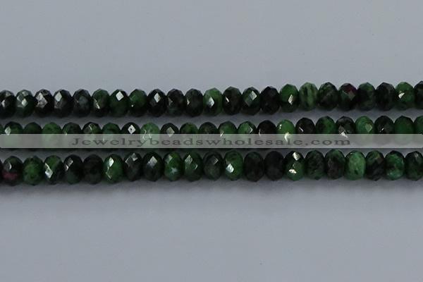 CRZ755 15.5 inches 6*10mm faceted rondelle ruby zoisite beads