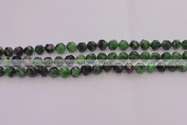 CRZ762 15.5 inches 8mm faceted nuggets ruby zoisite gemstone beads