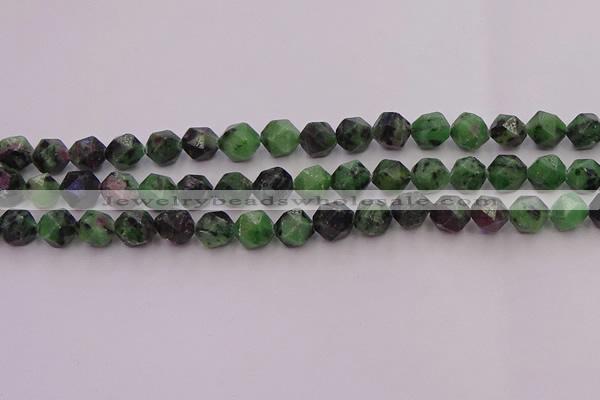 CRZ763 15.5 inches 10mm faceted nuggets ruby zoisite gemstone beads