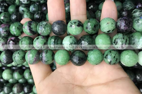 CRZ778 15.5 inches 14mm faceted round ruby zoisite beads