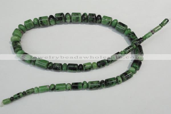 CRZ83 2*4mm – 6*10mm rondelle & 4*6mm – 10*11mm tube ruby zoisite beads