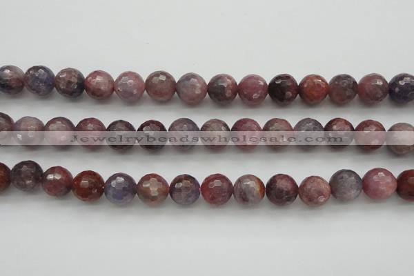 CRZ854 15.5 inches 10mm faceted round natural ruby gemstone beads