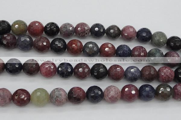 CRZ884 15.5 inches 12mm faceted round natural ruby sapphire beads