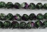 CRZ902 15.5 inches 8mm faceted nuggets Chinese ruby zoisite beads