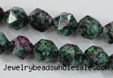 CRZ903 15.5 inches 10mm faceted nuggets Chinese ruby zoisite beads