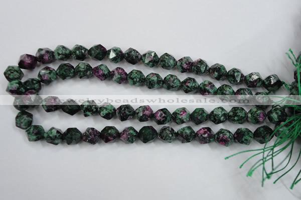 CRZ903 15.5 inches 10mm faceted nuggets Chinese ruby zoisite beads