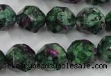 CRZ905 15.5 inches 14mm faceted nuggets Chinese ruby zoisite beads