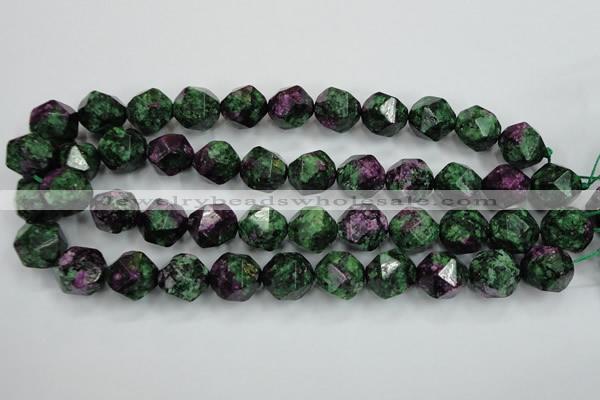 CRZ906 15.5 inches 16mm faceted nuggets Chinese ruby zoisite beads