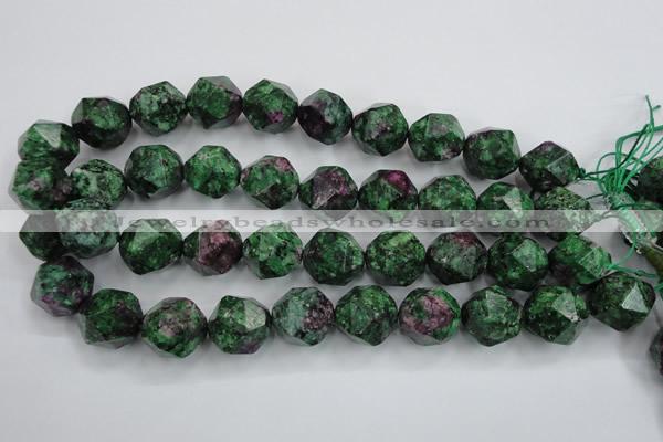 CRZ907 15.5 inches 18mm faceted nuggets Chinese ruby zoisite beads