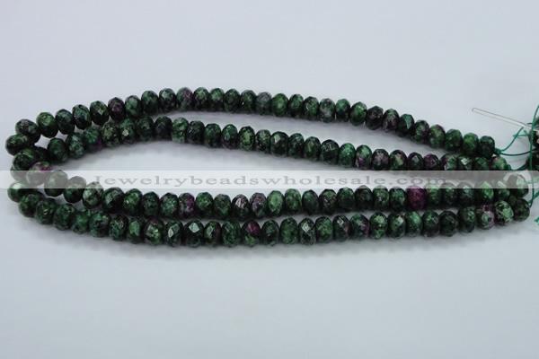 CRZ911 15.5 inches 6*10mm faceted rondelle Chinese ruby zoisite beads