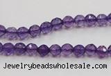 CSA12 15.5 inches 4mm faceted round synthetic amethyst beads