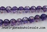 CSA15 15.5 inches 7mm faceted round synthetic amethyst beads