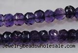 CSA21 15.5 inches 6*10mm faceted rondelle synthetic amethyst beads