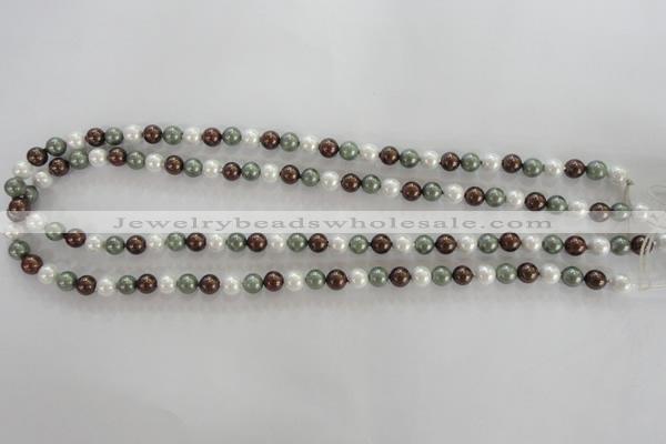 CSB1012 15.5 inches 6mm round mixed color shell pearl beads