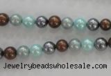 CSB1013 15.5 inches 6mm round mixed color shell pearl beads