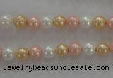 CSB1014 15.5 inches 6mm round mixed color shell pearl beads