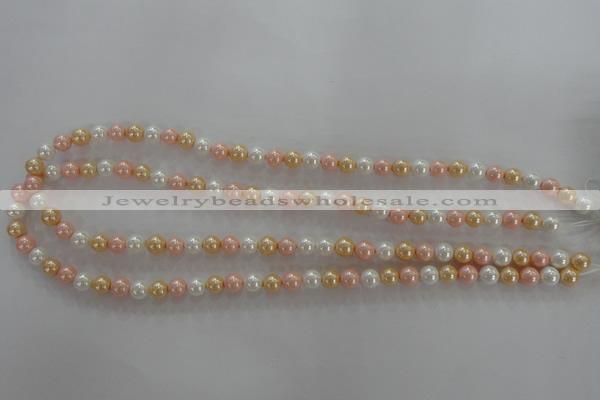 CSB1014 15.5 inches 6mm round mixed color shell pearl beads