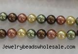 CSB1016 15.5 inches 6mm round mixed color shell pearl beads