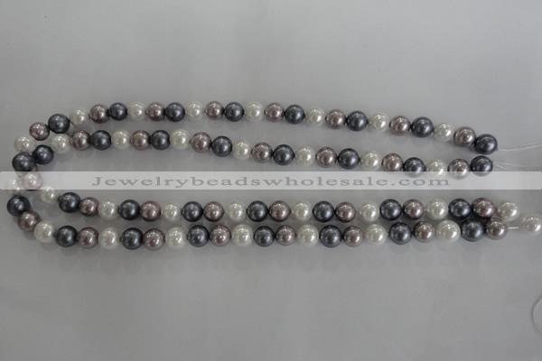 CSB1030 15.5 inches 8mm round mixed color shell pearl beads