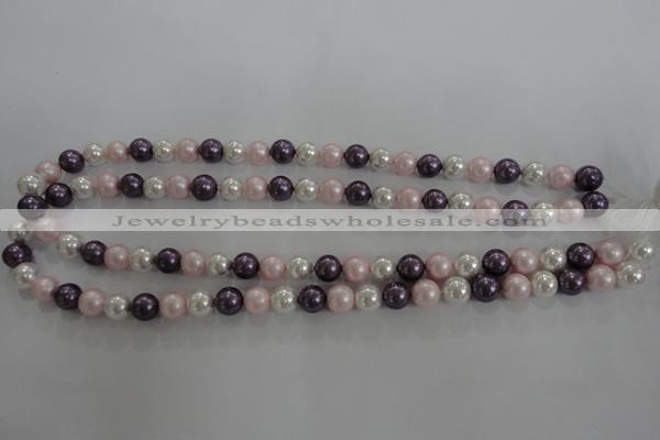 CSB1037 15.5 inches 8mm round mixed color shell pearl beads