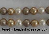 CSB1040 15.5 inches 8mm round mixed color shell pearl beads